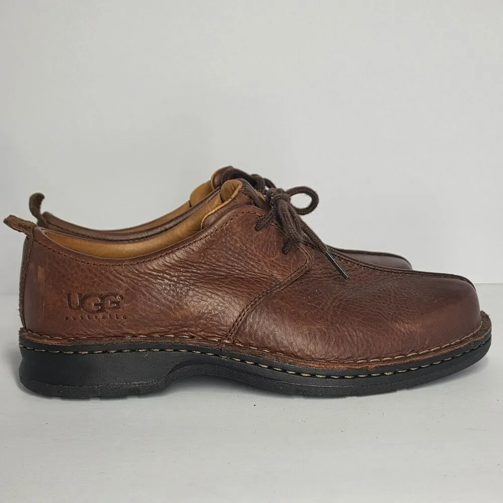 UGG Australia Men's 8.5 Brown Leather Lace-Up Casual Shoes S/N 5527